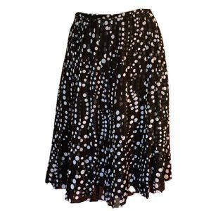 Jones New York Pleated Black Skirt with White Polka Dots